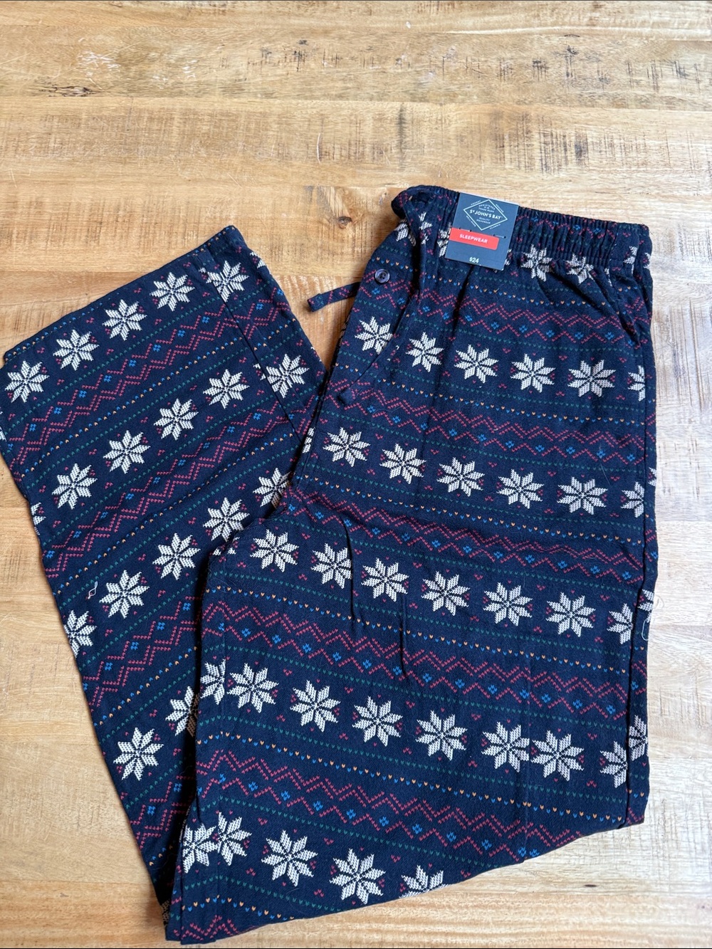 St. John's Bay Navy Sweatpants with Red & White Fair Isle Pattern